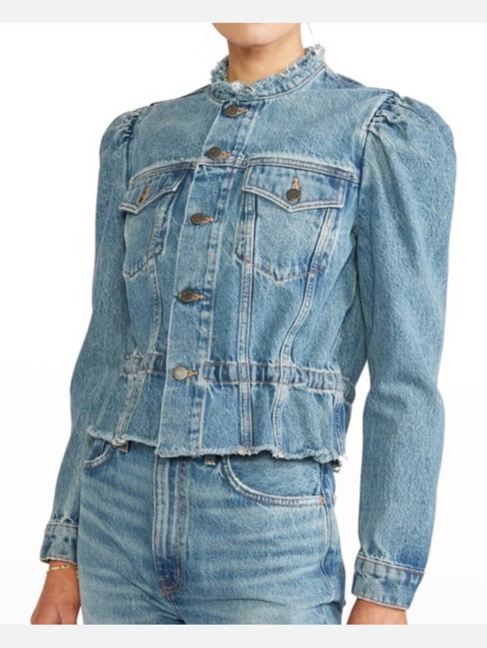 Etica Remi Cropped Denim Jacket Size Small